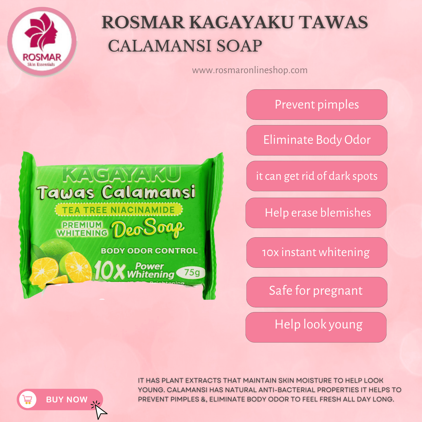 AUTHENTIC ROSMAR TAWAS CALAMANSI SOAP Rosmar Online Shop 1PC 75G ROSMAR TAWAS CALAMANSI SOAP