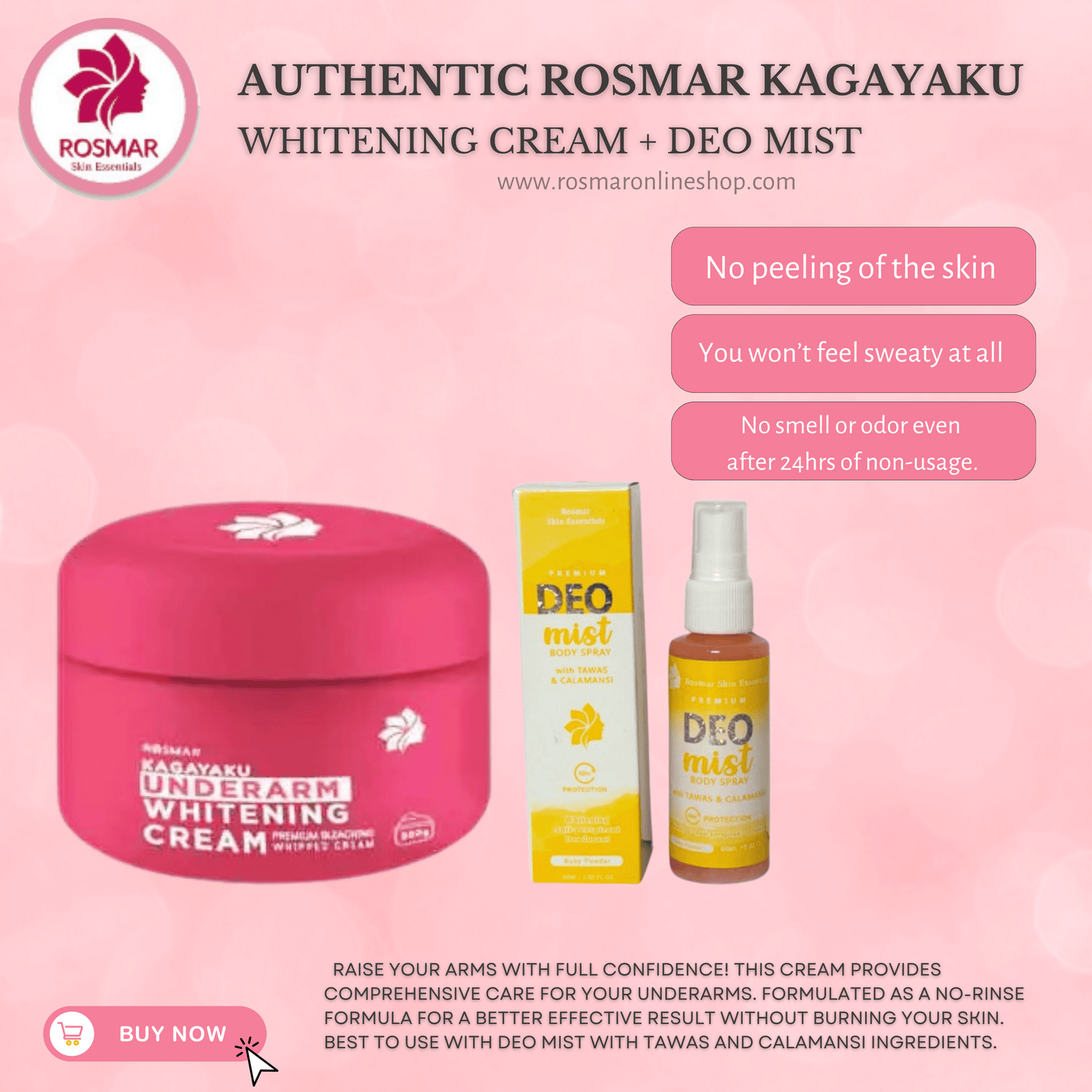 BEST SELLER Rosmar Inguinal Butt Cream, Underarm Whitening Cream And Deo Mist Rosmar Online Shop