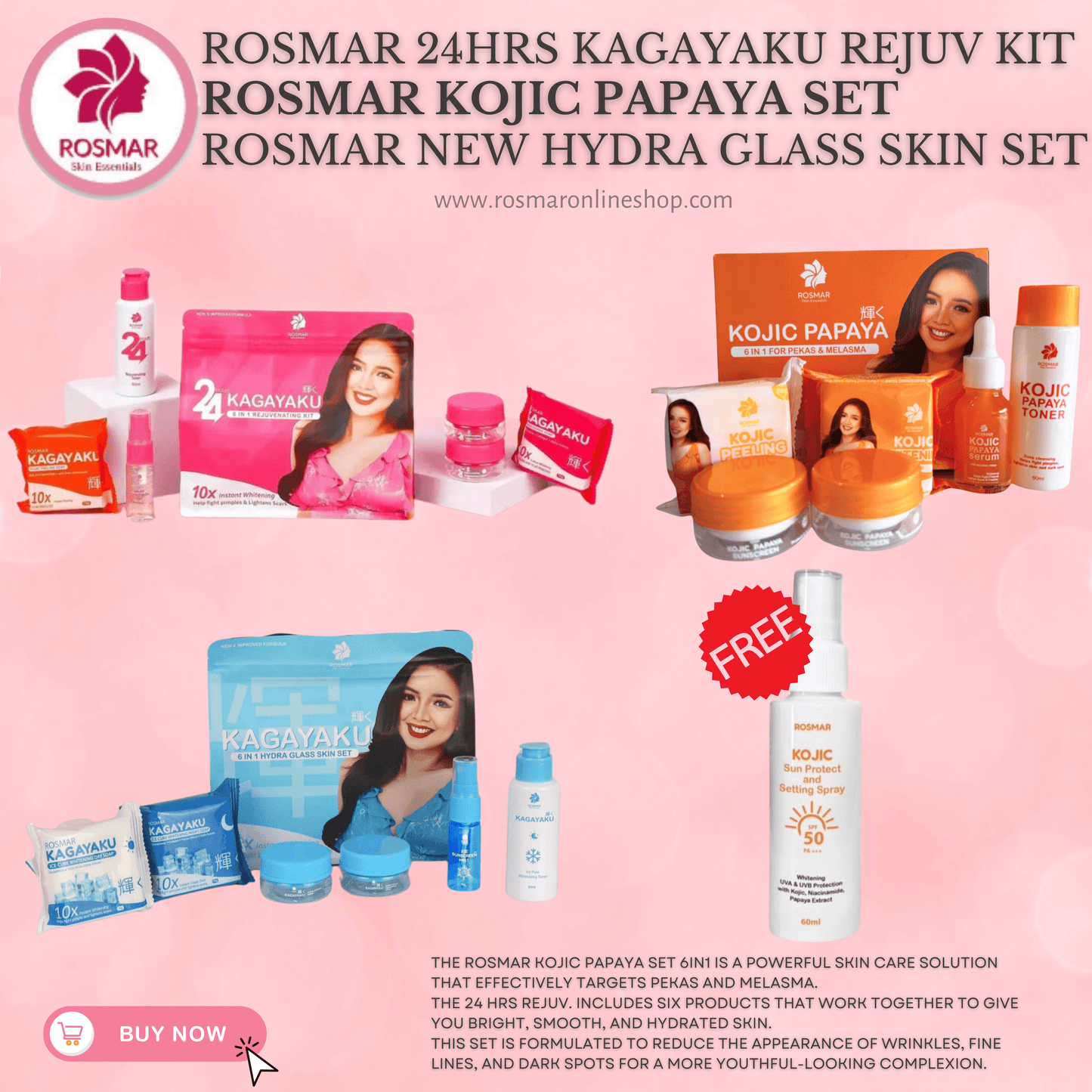 BEST SELLER SET! Rosmar REJUV - 24hrs Kagayaku Rejuvenating kit in 6in1 Pack Skincare Skin Repair Anti Aging Set Rosmar Online Shop