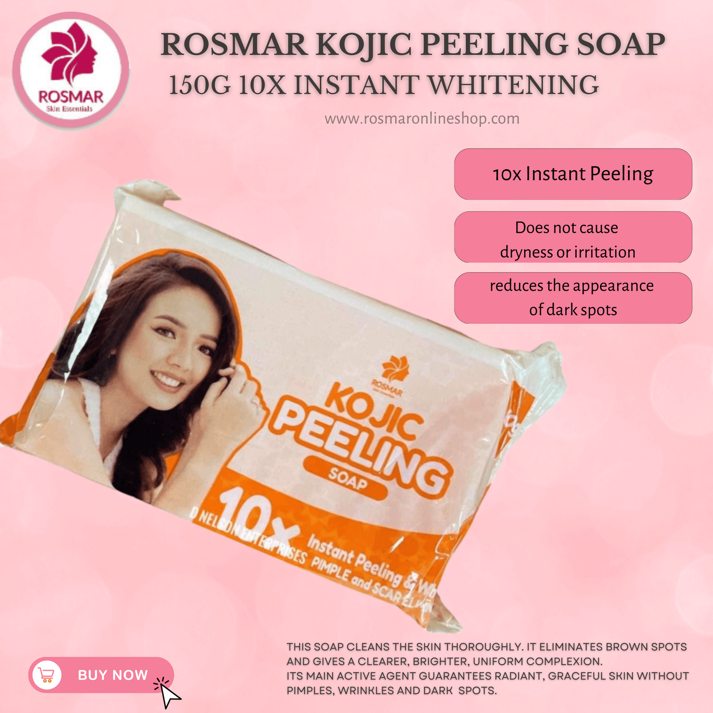 KOJIC PEELING SOAP 10X INSTANT PEELING & WHITENING ROSMAR Rosmar Online Shop ROSMAR KOJIC PAPAYA PEELING SOAP