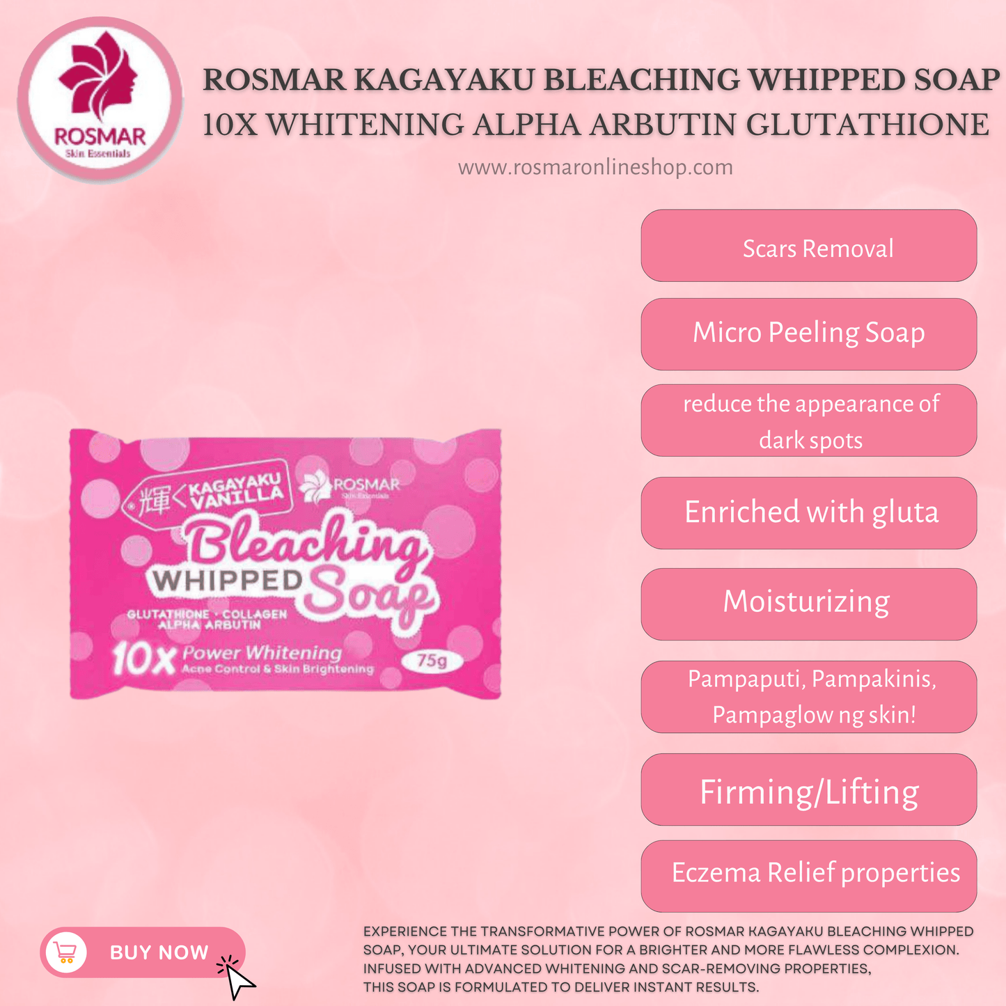 Rosmar Kagayaku Bleaching Whipped Soap 75g NEW PACKAGING (per piece) Rosmar Online Shop VANILLA WHIPPED SOAP