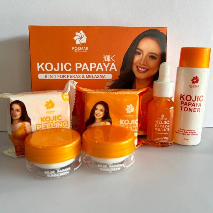 ROSMAR KOJIC PAPAYA SET 6IN1 FOR PEKAS & MELASMA,DARK SPOTS REMOVAL & PIMPLES Rosmar Online Shop 1 PAPAYA SET