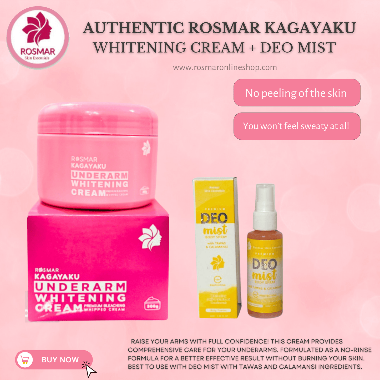 Rosmar Underarm Whitening Cream, Inguinal Butt Cream And Deo Mist Rosmar Online Shop Underarm Cream + Deo Mist