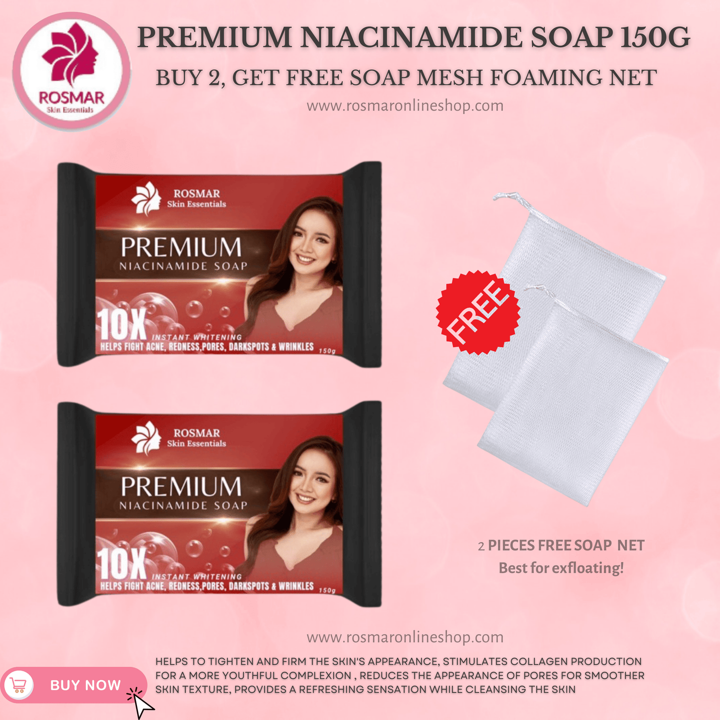 100% AUTHENTIC NIACINAMIDE SOAP 150g ROSMAR PREMIUM QUALITY Rosmar Online Shop