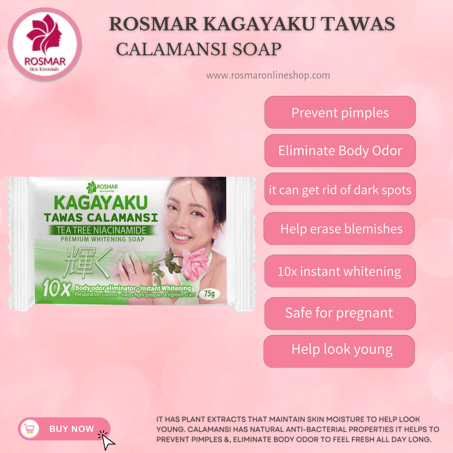 AUTHENTIC ROSMAR TAWAS CALAMANSI SOAP Rosmar Online Shop 1PC 75G ROSMAR TAWAS CALAMANSI SOAP