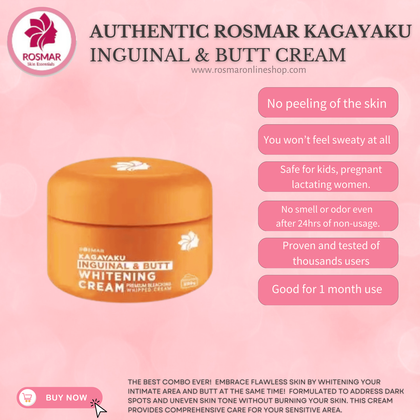 BEST SELLER Rosmar Inguinal Butt Cream, Underarm Whitening Cream And Deo Mist Rosmar Online Shop Inguinal Butt Cream ONLY