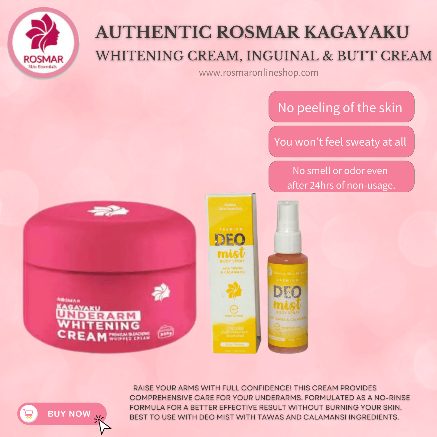 BEST SELLER Rosmar Inguinal Butt Cream, Underarm Whitening Cream And Deo Mist Rosmar Online Shop