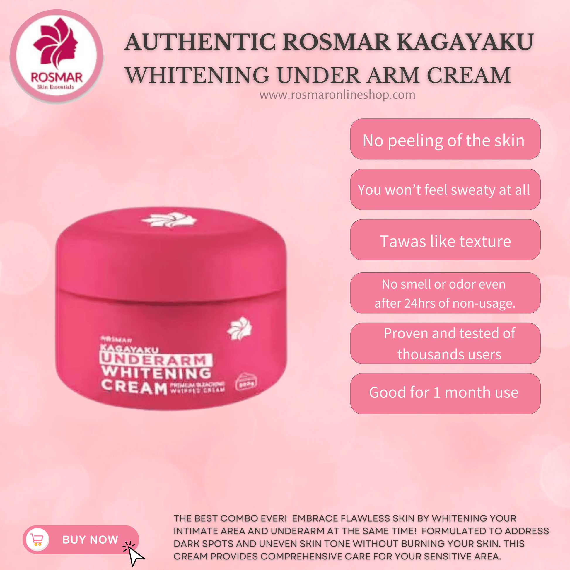 BEST SELLER Rosmar Inguinal Butt Cream, Underarm Whitening Cream And Deo Mist Rosmar Online Shop