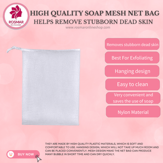 HIGH QUALITY SOAP MESH NET BAG FOR EXFOLIATING & HELPS REMOVE STUBBORN DEAD SKIN (CAN FIT FOR BIG SOAP, 150G) Rosmar Online Shop