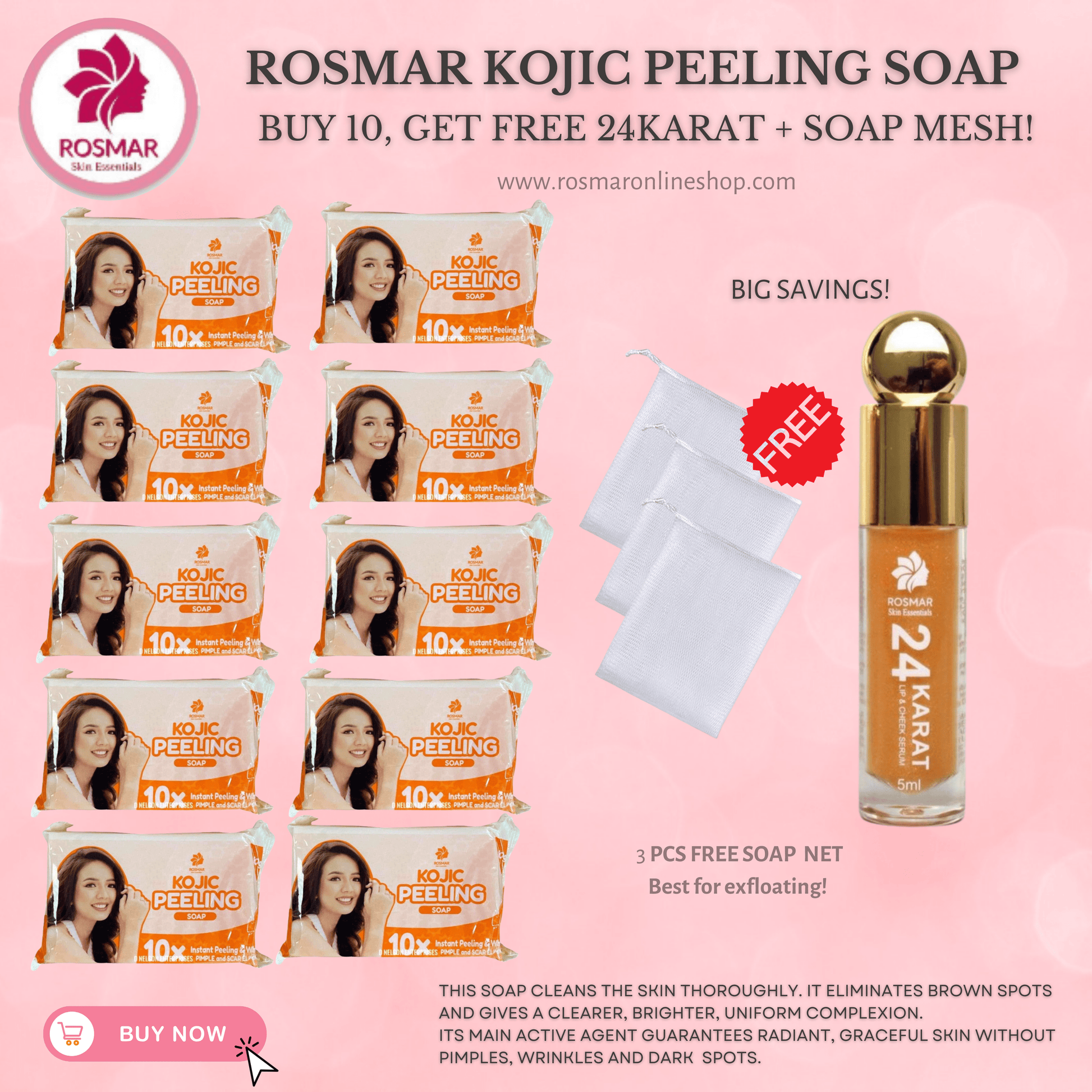 KOJIC PEELING SOAP 10X INSTANT PEELING & WHITENING ROSMAR Rosmar Online Shop