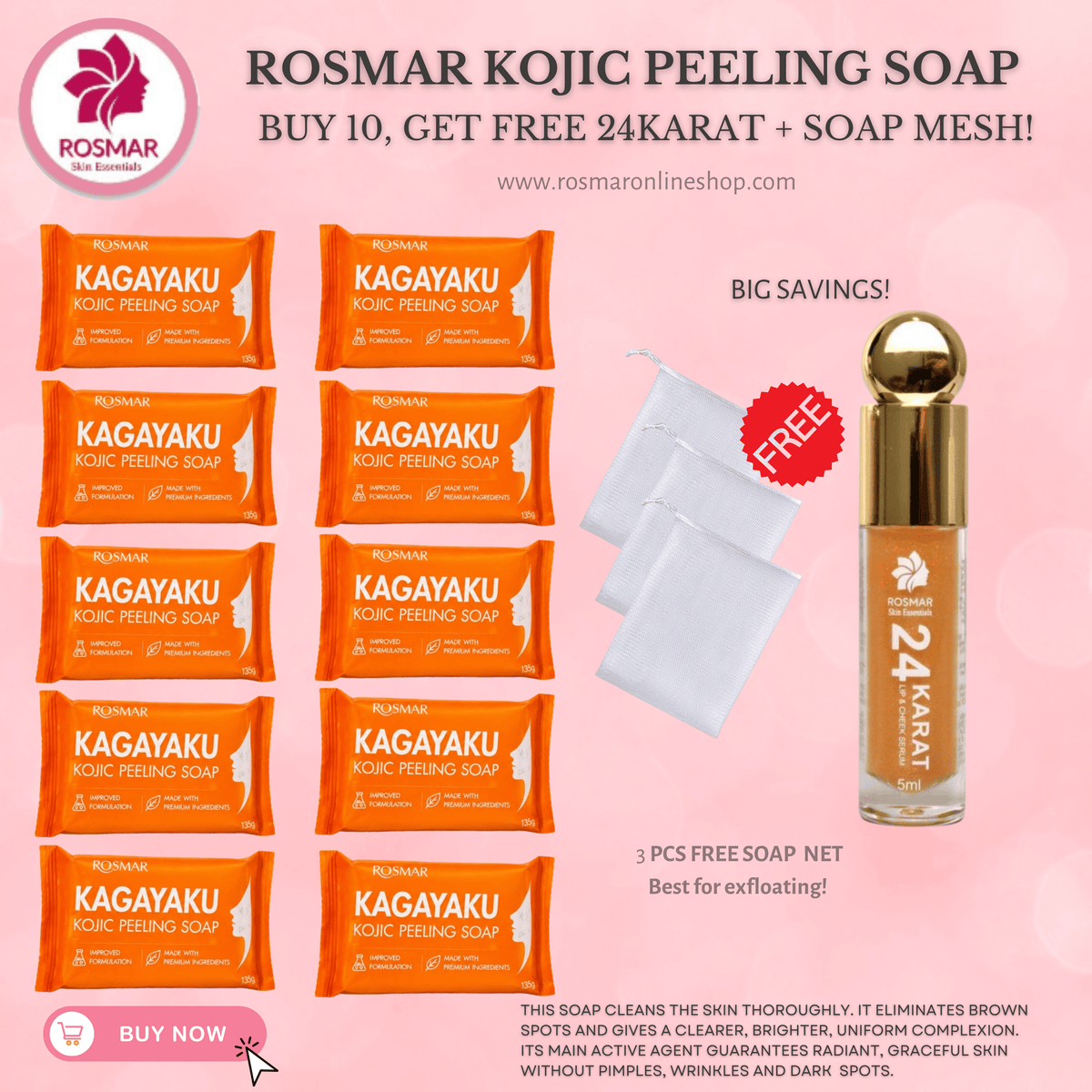KOJIC PEELING SOAP 10X INSTANT PEELING & WHITENING ROSMAR Rosmar Online Shop