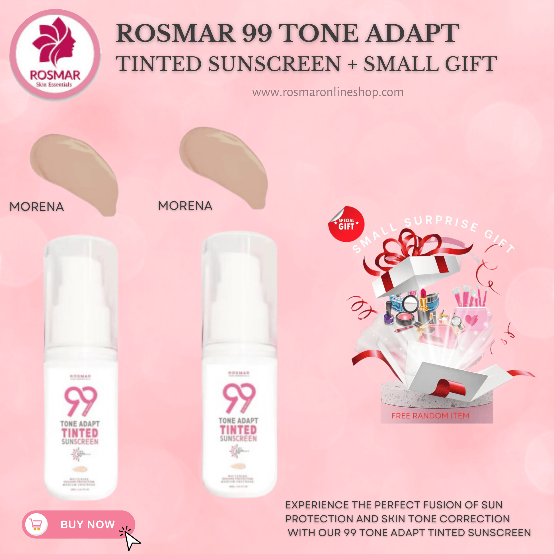 LIMITED PROMO ONLY! ROSMAR 99 TONE ADAPT TINTED SUNSCREEN SPF50+++ 30ml Rosmar Online Shop