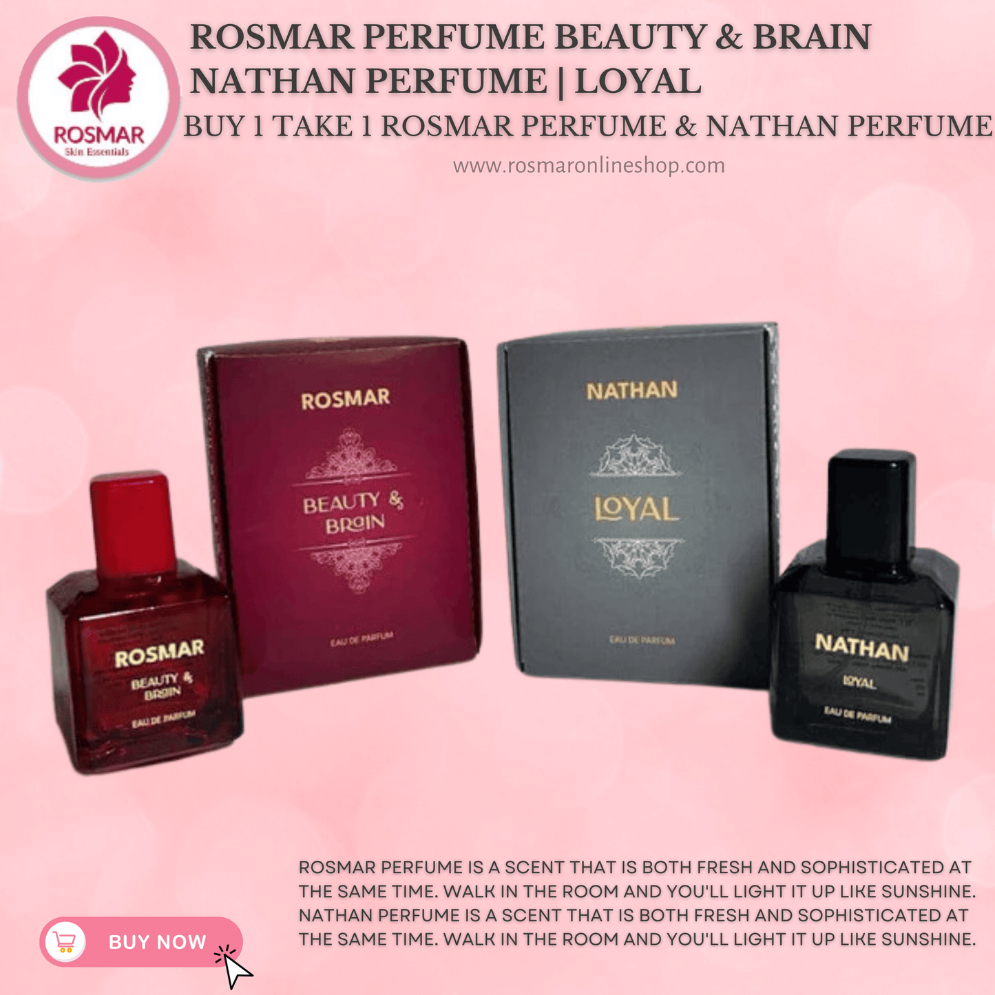 LONG LASTING SCENT WITH ELEGANT BOTTLE Beauty & Brain Perfume & Loyal Perfume HIGH-END PERFUME (MALE & FEMALE SCENT) Rosmar Online Shop 1 ROSMAR + 1 NATHAN