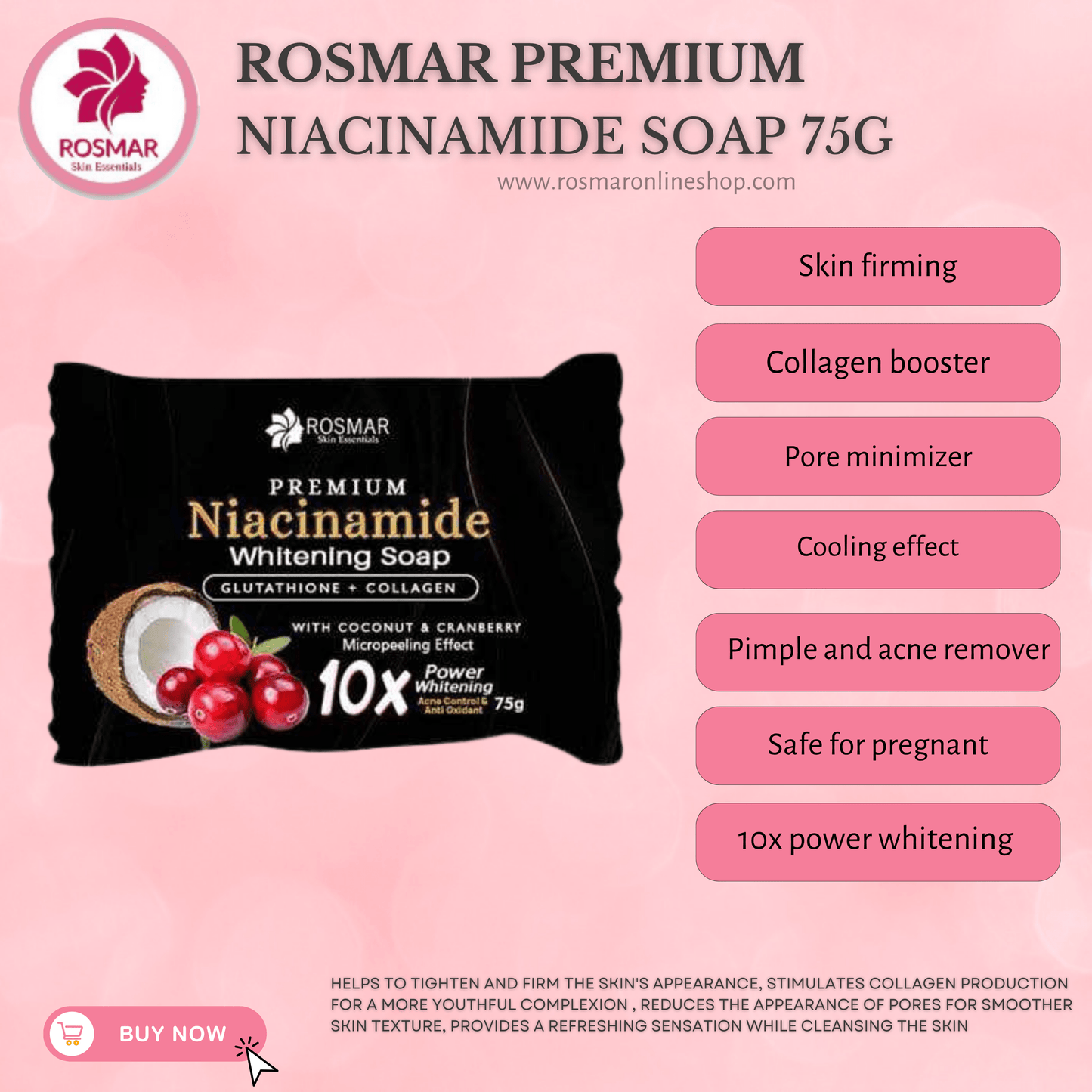 NEW PACKAGING ROSMAR NIACINAMIDE SOAP 150g ROSMAR PREMIUM QUALITY 100% AUTHENTIC Rosmar Online Shop 1 PIECE ONLY