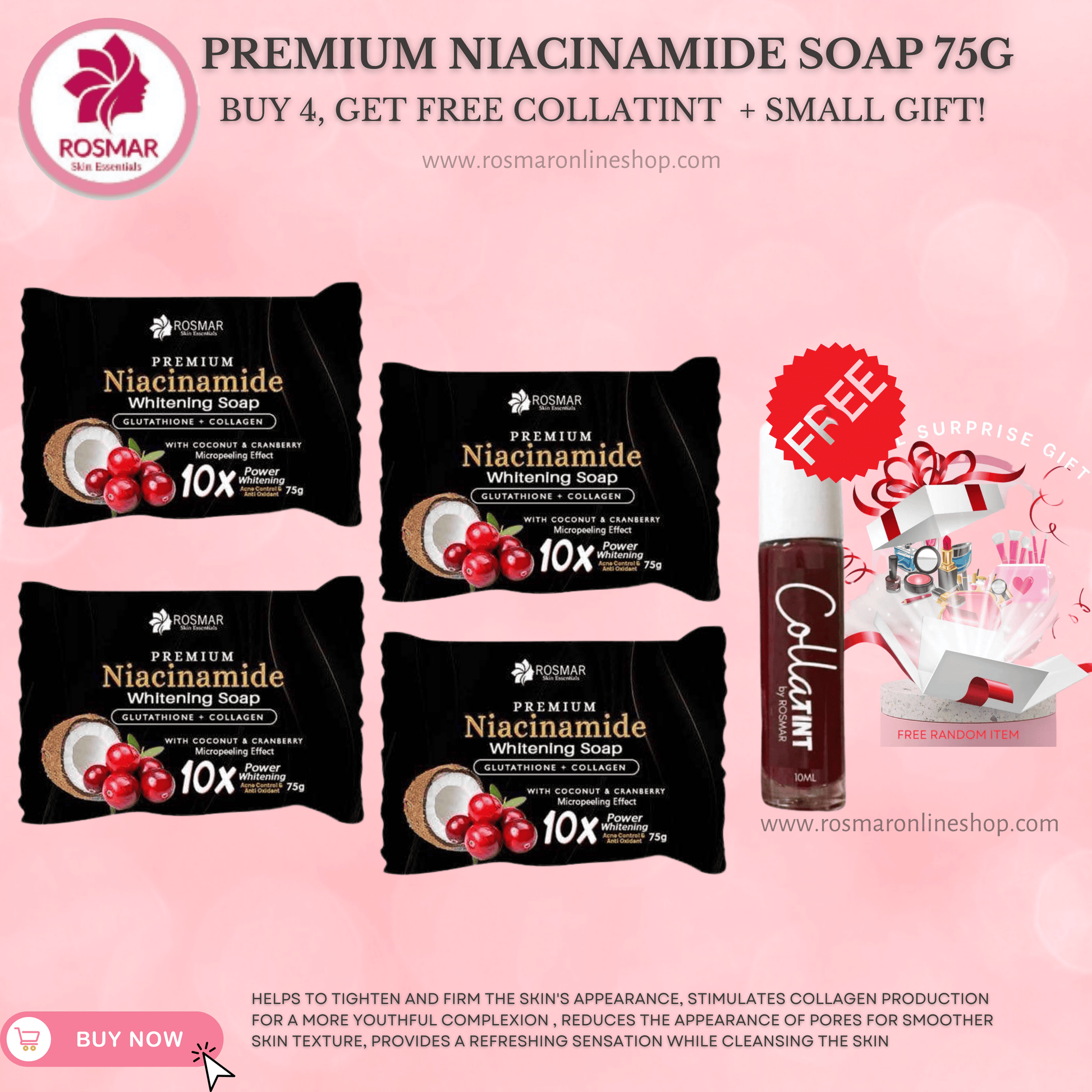 NEW PACKAGING ROSMAR NIACINAMIDE SOAP 75g ROSMAR PREMIUM QUALITY 100% AUTHENTIC Rosmar Online Shop