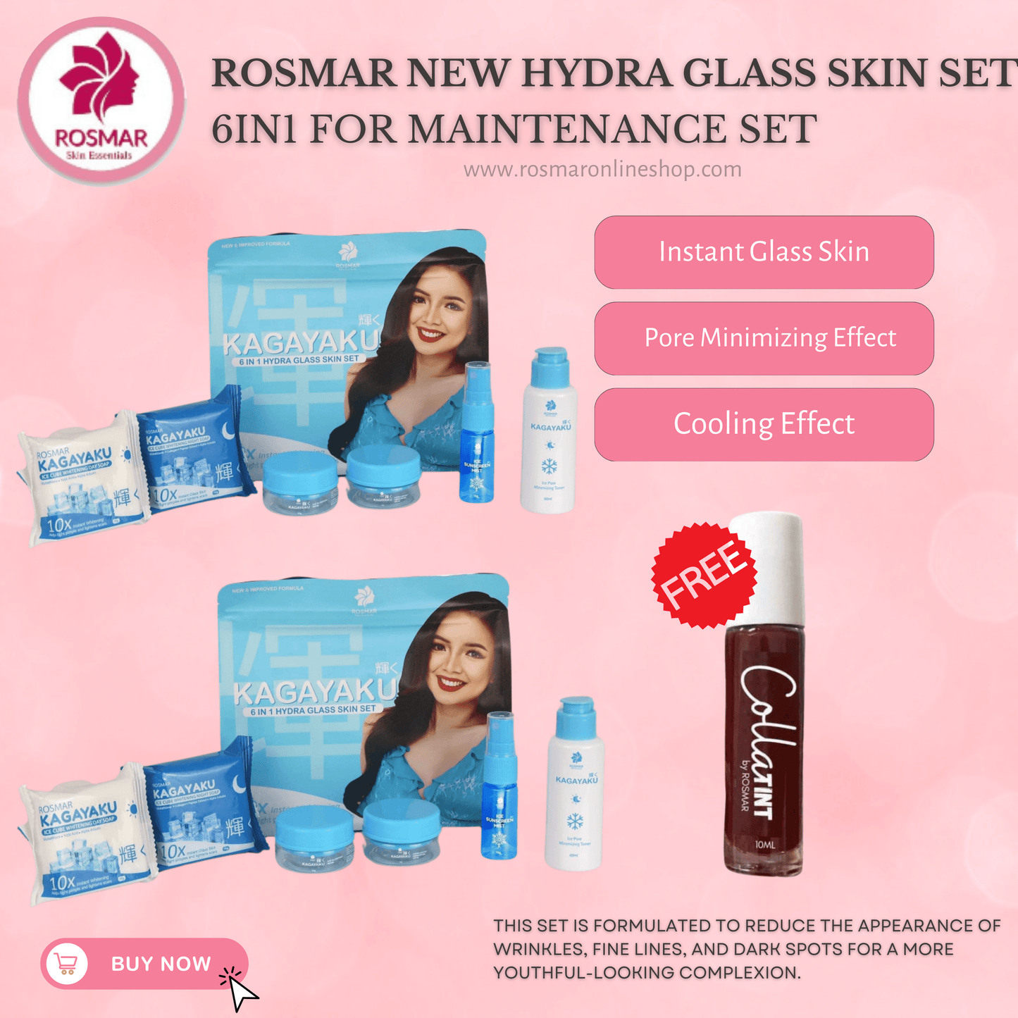 ROSMAR BUY 1 SET 6IN1 HYDRA GLASS SKIN SET Achieve Korean Glass Skin Pore Minimizing Rosmar Online Shop 2 HYDRA SET + FREE COLLATINT