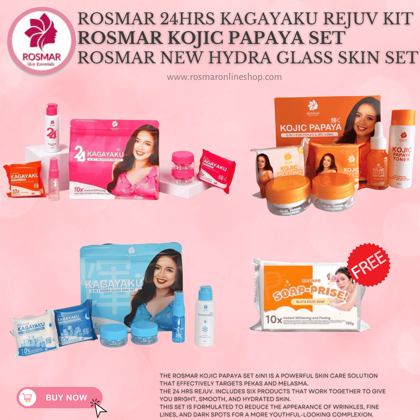 ROSMAR BUY 1 SET 6IN1 HYDRA GLASS SKIN SET Achieve Korean Glass Skin Pore Minimizing Rosmar Online Shop