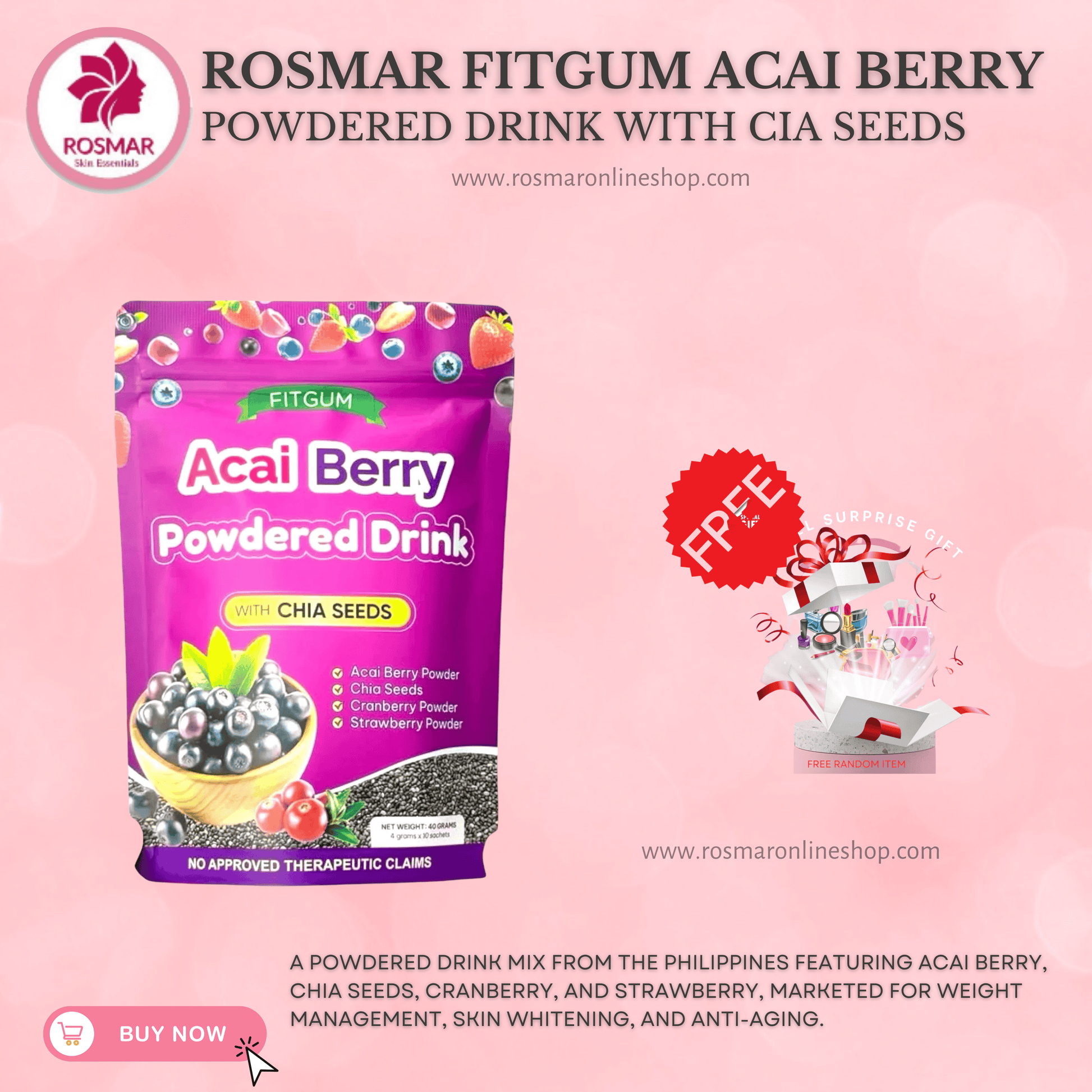 ROSMAR FITGUM COLLAGEN CHIA COFFEE MIX AND ROSMAR FITGUM ACAI BERRY Rosmar Online Shop ACAI BERRY + FREE GIFT