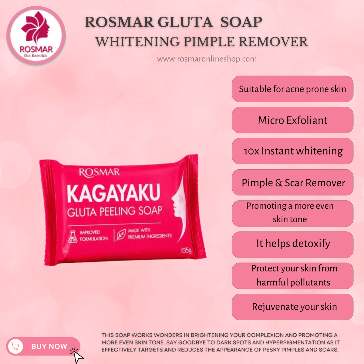 ROSMAR GLUTATHIONE PEELING SOAP - ALL TIME BEST SELLER SOAP Rosmar Online Shop 1 PIECE ONLY