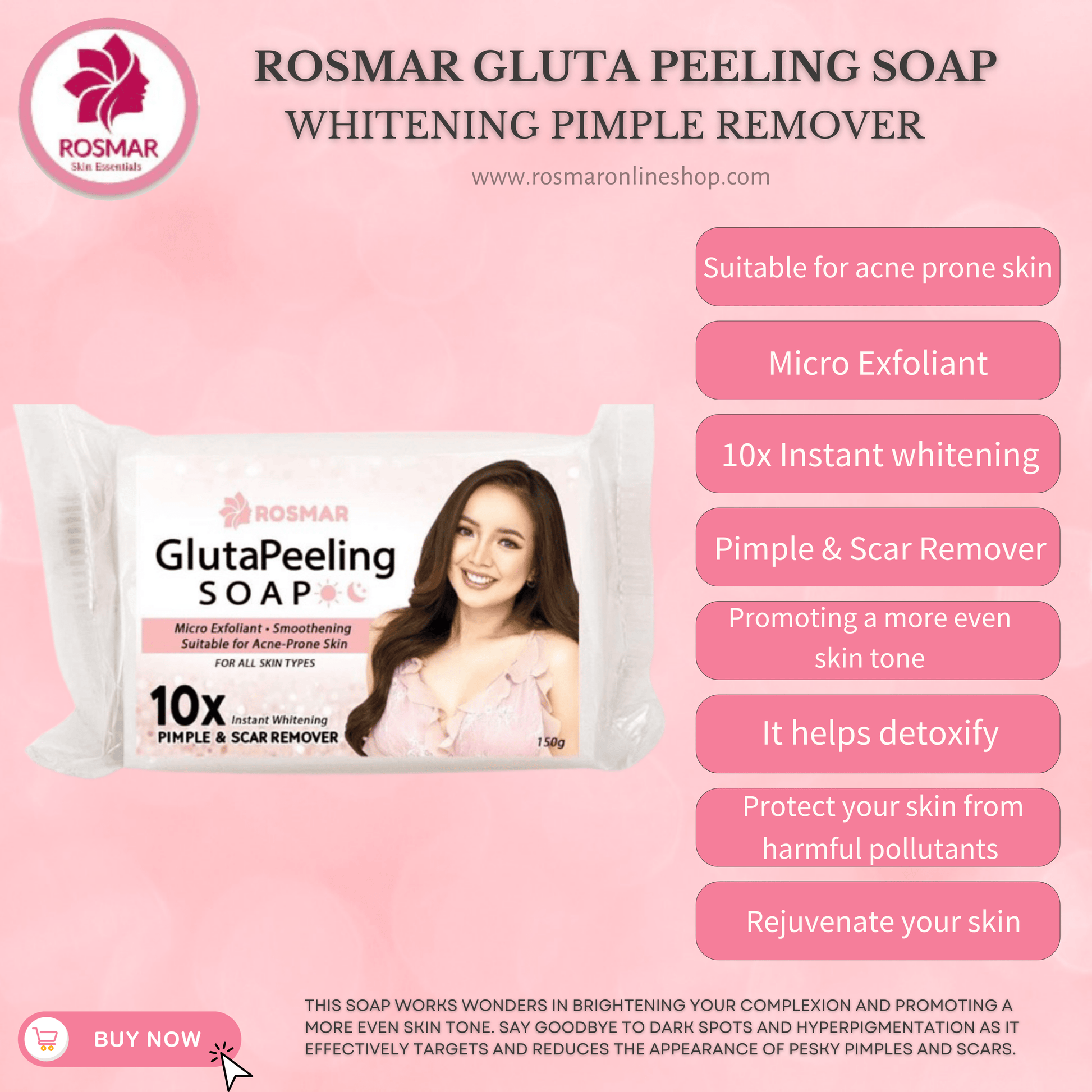 ROSMAR GLUTATHIONE PEELING SOAP - ALL TIME BEST SELLER SOAP Rosmar Online Shop 1PC Gluta Peeling Soap