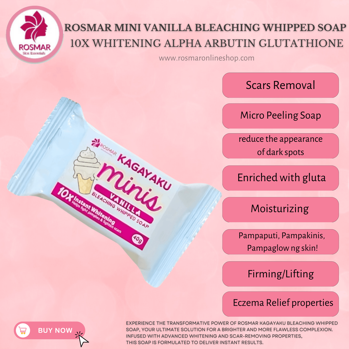 Rosmar Kagayaku Bleaching Whipped Soap 75g NEW PACKAGING (per piece) Rosmar Online Shop MINI VANILLA SOAP