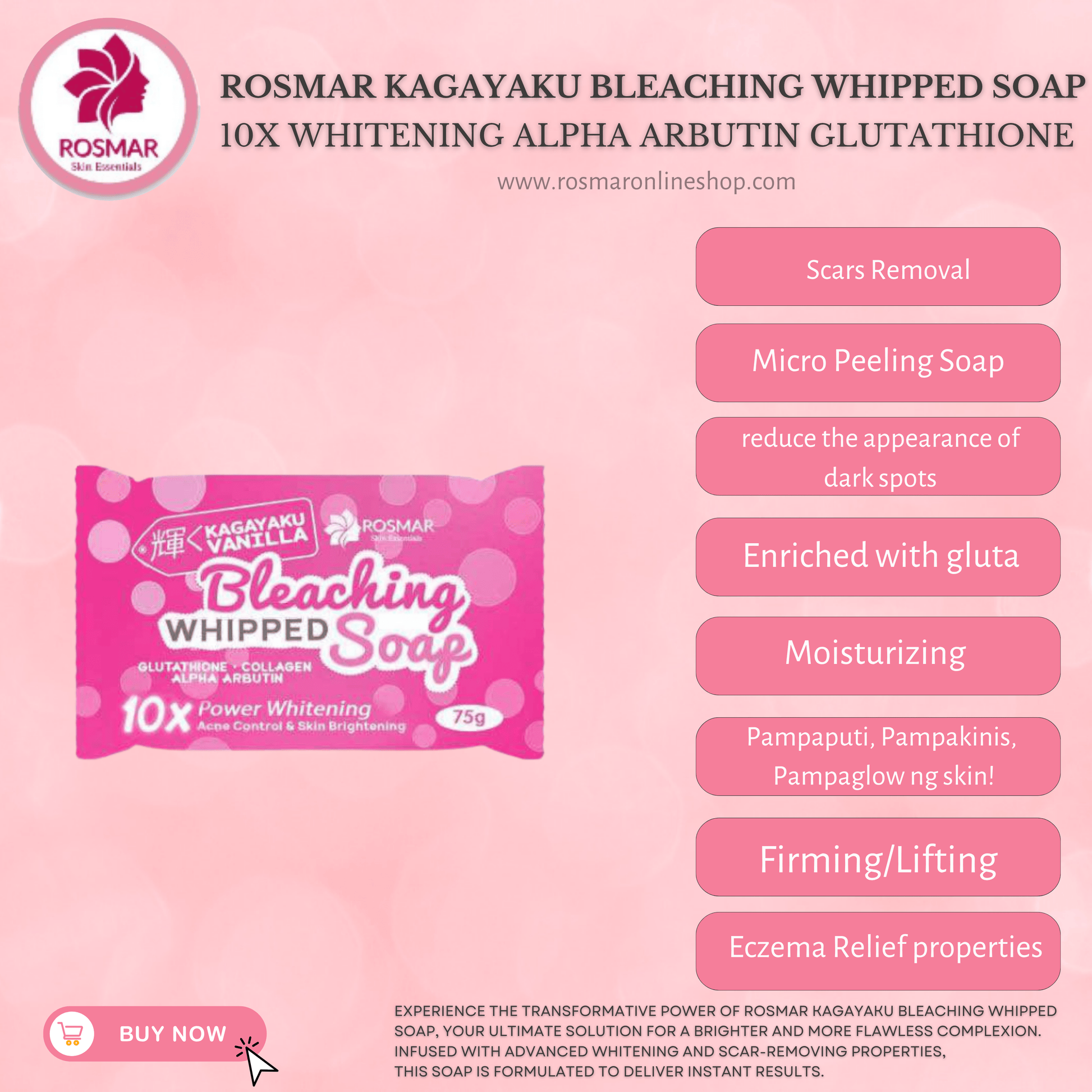 Rosmar Kagayaku Bleaching Whipped Soap 75g NEW PACKAGING (per piece) Rosmar Online Shop VANILLA WHIPPED SOAP