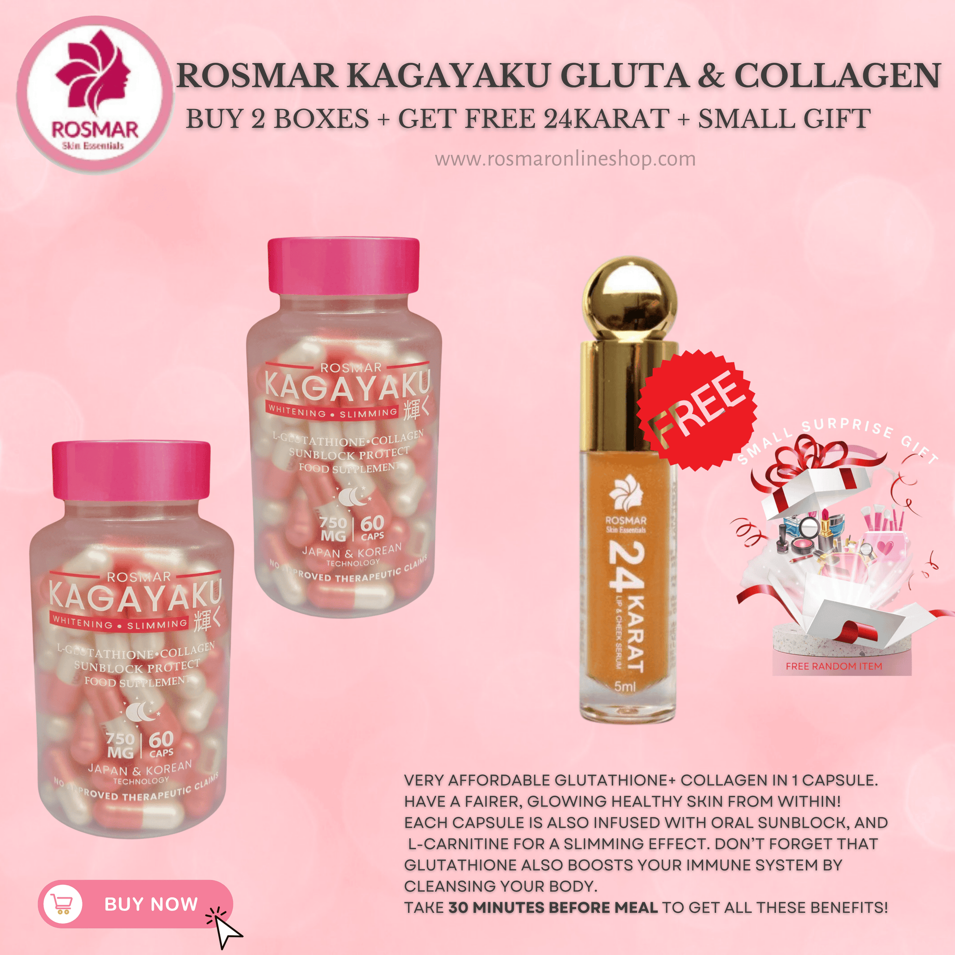 rosmar glutathione Kagayaku Caps 60 Caps | Whitening & Slimming RiRe Glutathione Liposomal Melatonin Form:Suppositories Pisum Sativum (Pea) Sprout Extract