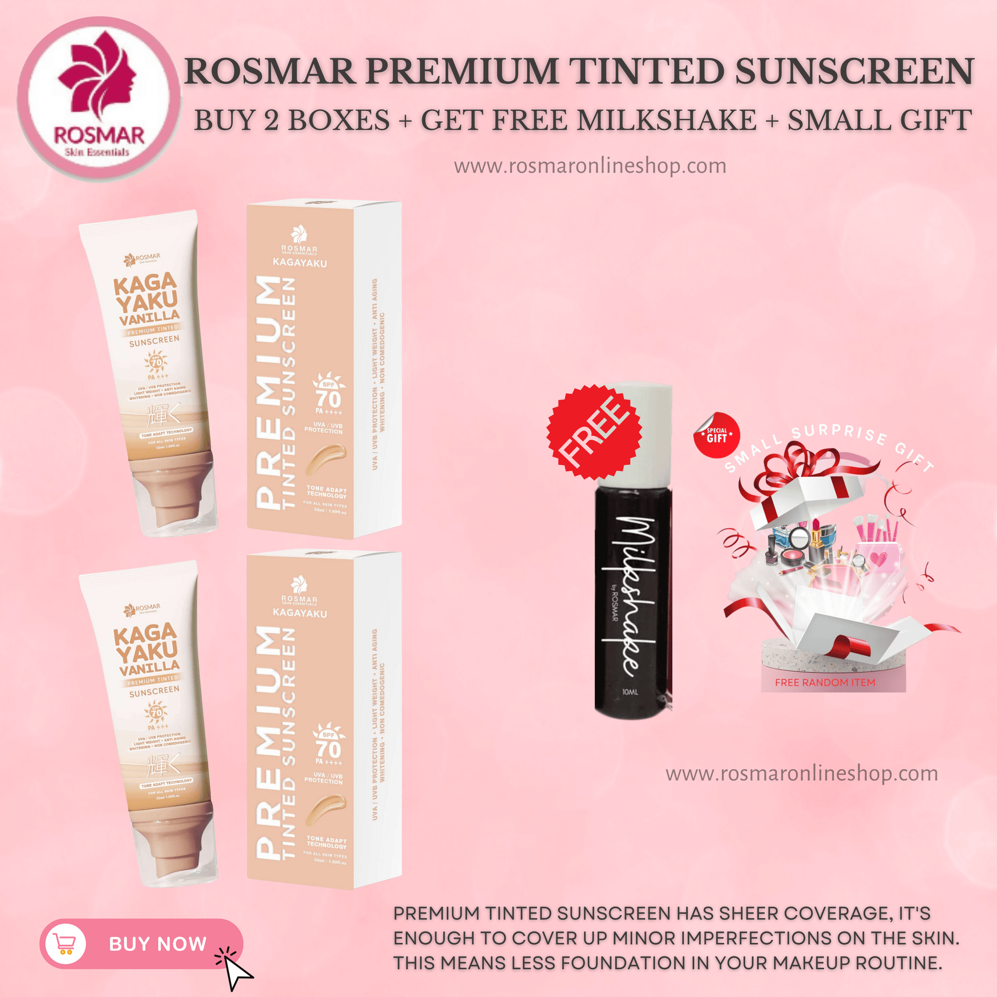 Rosmar Kagayaku Premium Tinted Sunscreen SPF 70 PA ++++ Rosmar Online Shop