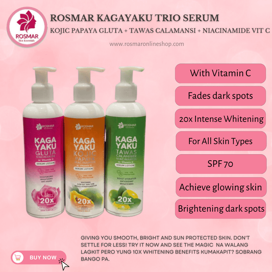 Rosmar Kagayaku Trio Serum Lotion Kojic Papaya Gluta Tawas Calamansi Niacinamide Vit C Rosmar Online Shop