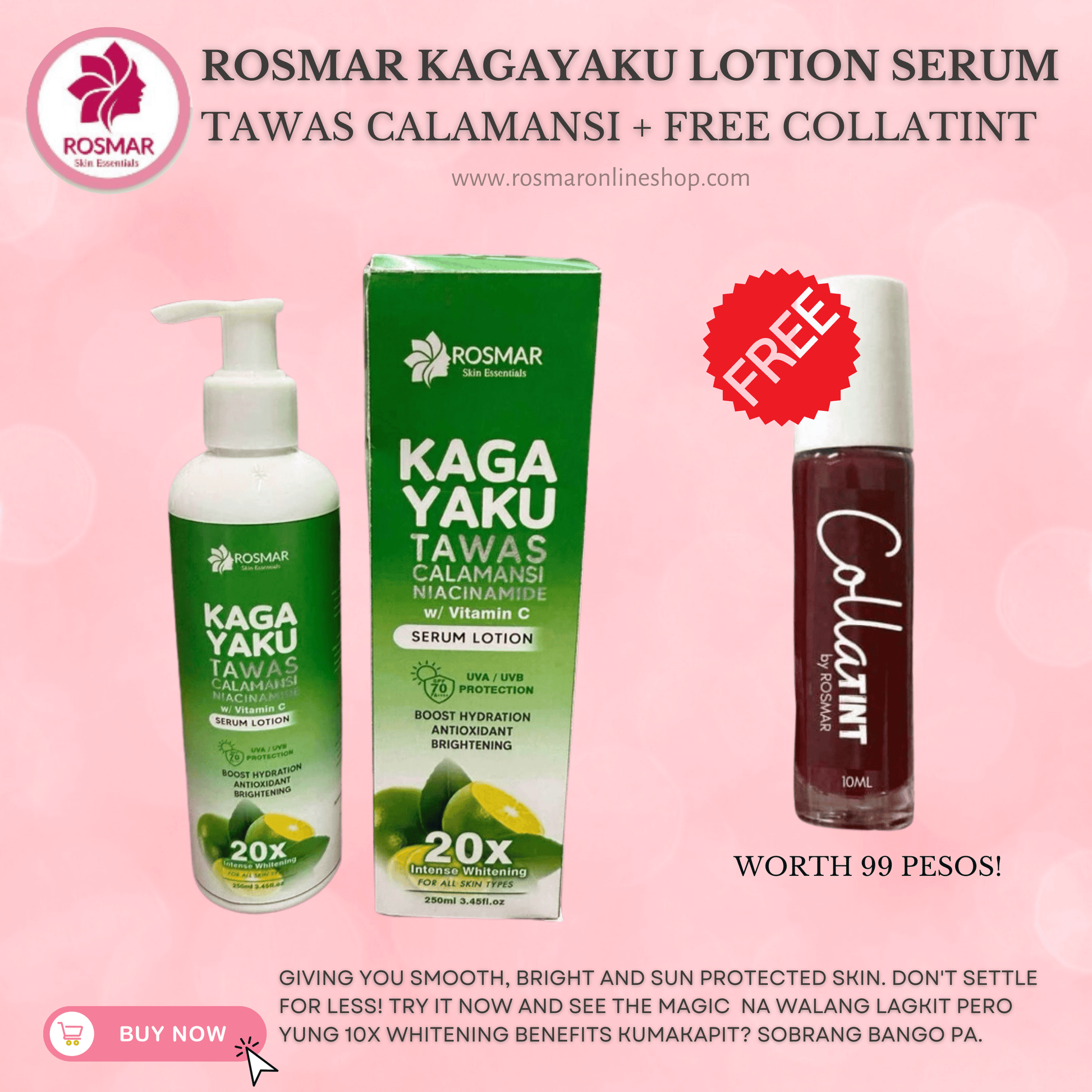 Rosmar Kagayaku Trio Serum Lotion Kojic Papaya Gluta Tawas Calamansi Niacinamide Vit C Rosmar Online Shop