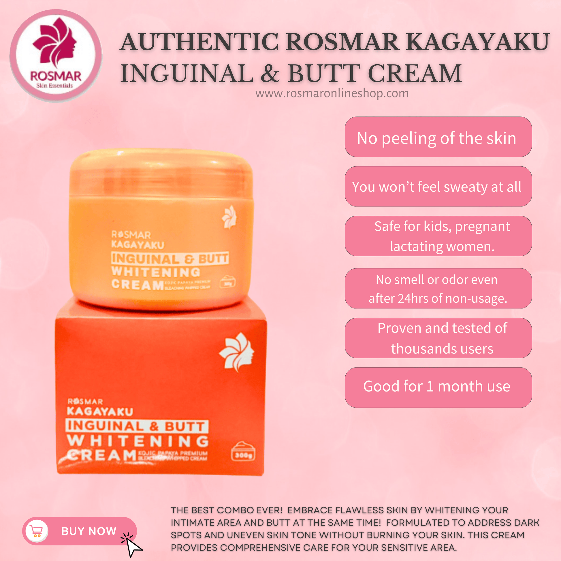 Rosmar Kagayaku Underarm Whitening Cream, Inguinal & Butt Cream And Deo Mist Rosmar Online Shop Inguinal Butt Cream