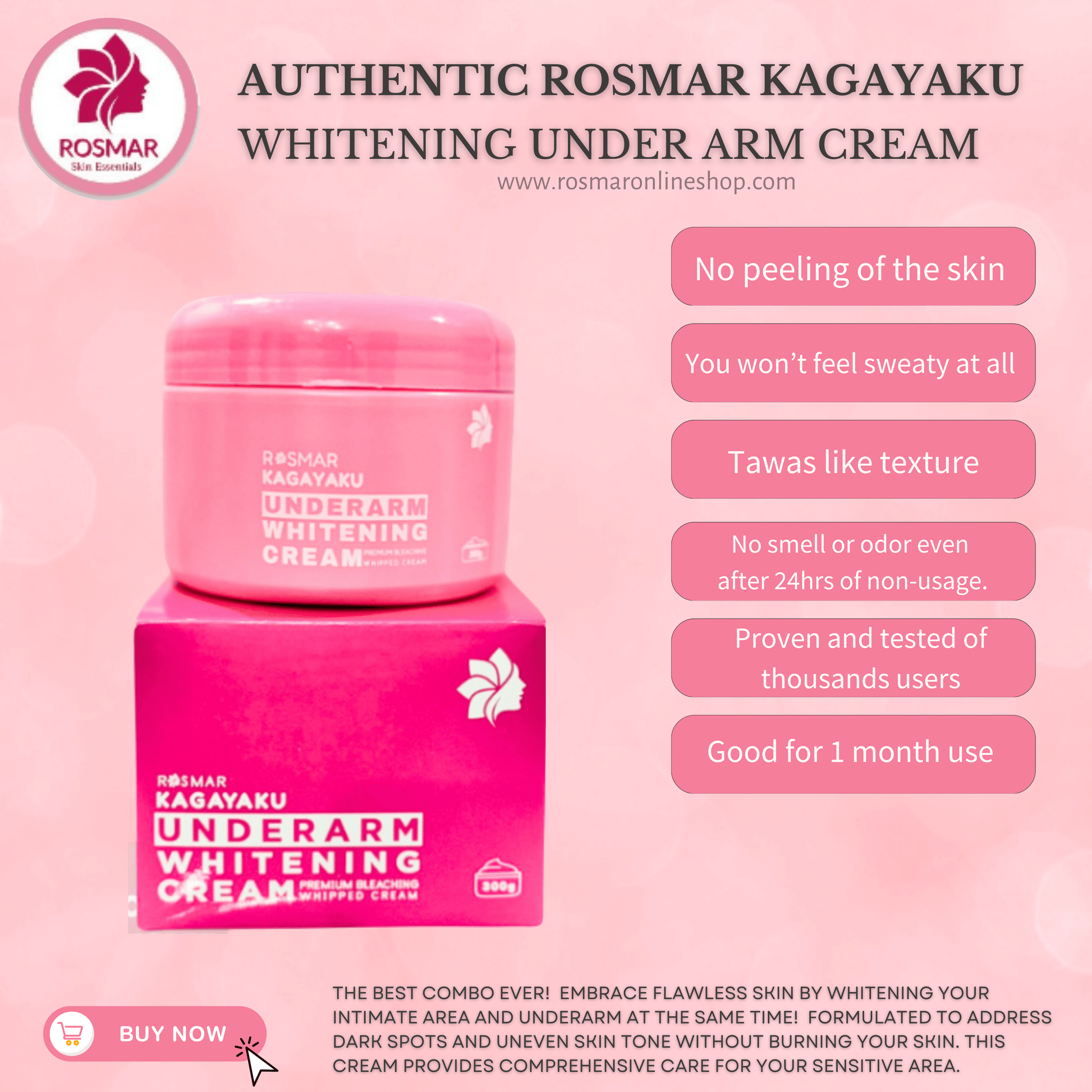 Rosmar Kagayaku Underarm Whitening Cream, Inguinal & Butt Cream And Deo Mist Rosmar Online Shop