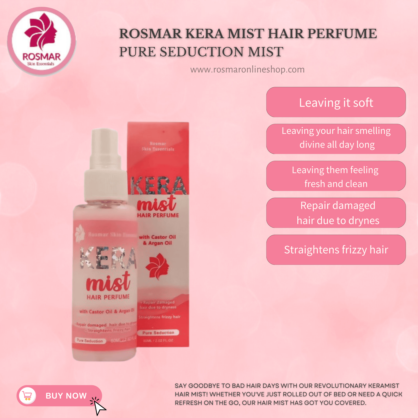 Rosmar Kera Mist Hair Perfume With Argan Oil Rosmar Online Shop Pure Seduction Mist