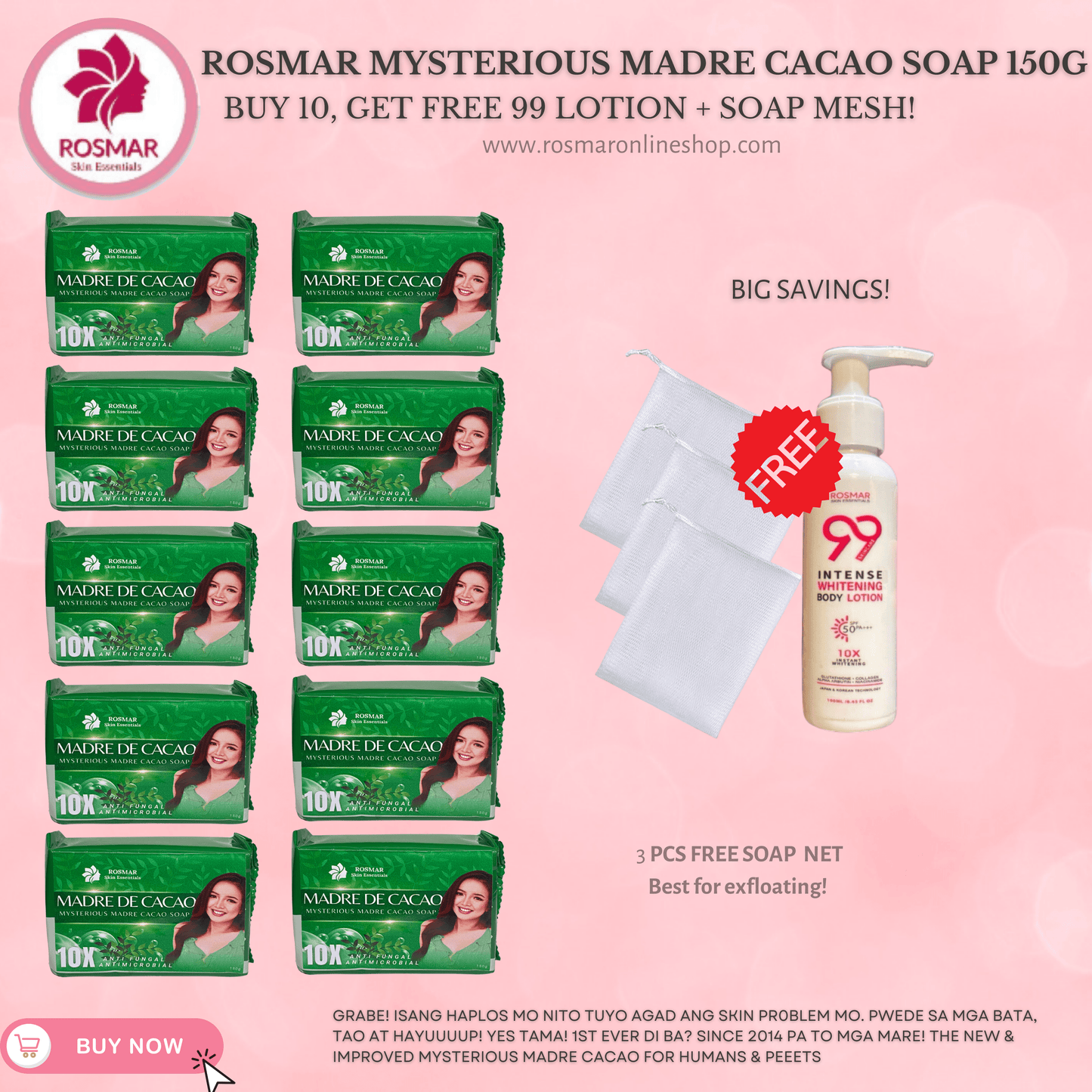 Rosmar Madre Cacao New Packaging / 70G & 150G Rosmar Online Shop 10 PCS SOAP (150G) + 1PC 99 LOTION + FREE 3PCS SOAP NET