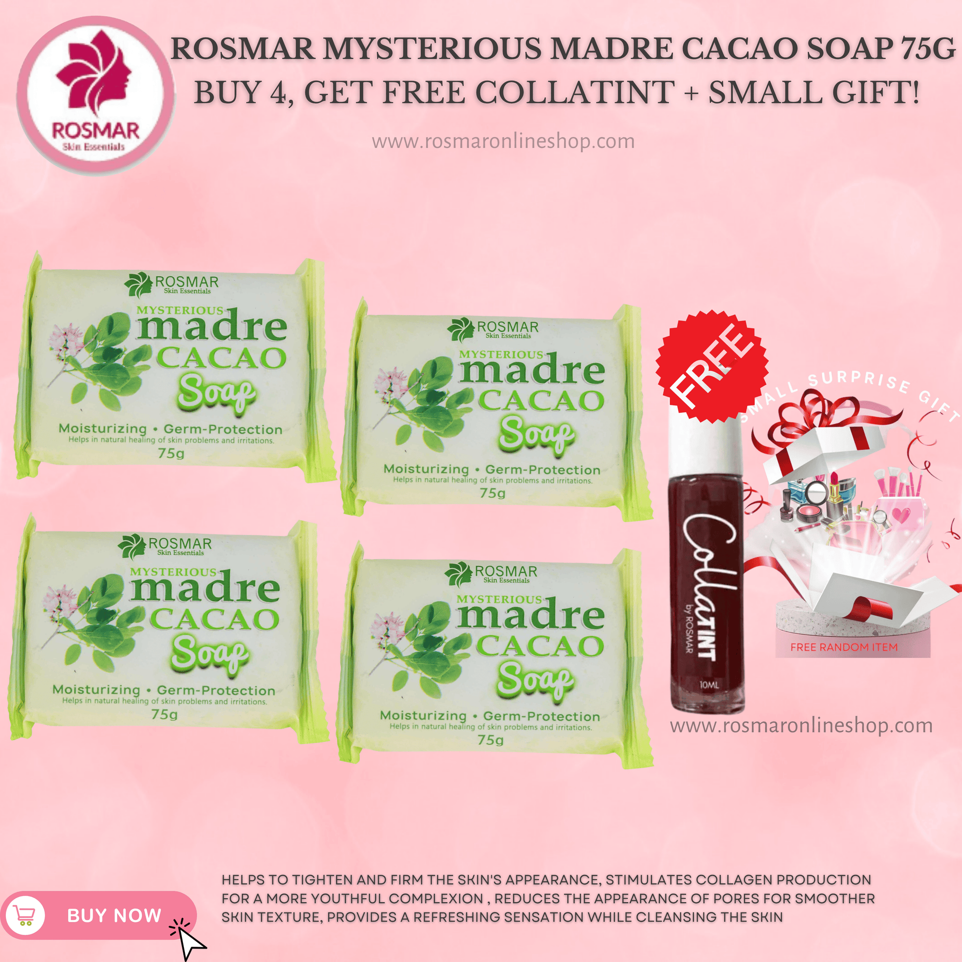 Rosmar Madre Cacao New Packaging 75grams Rosmar Online Shop 4 PCS SOAP (75G) + FREE GIFT + GET FREE COLLATINT
