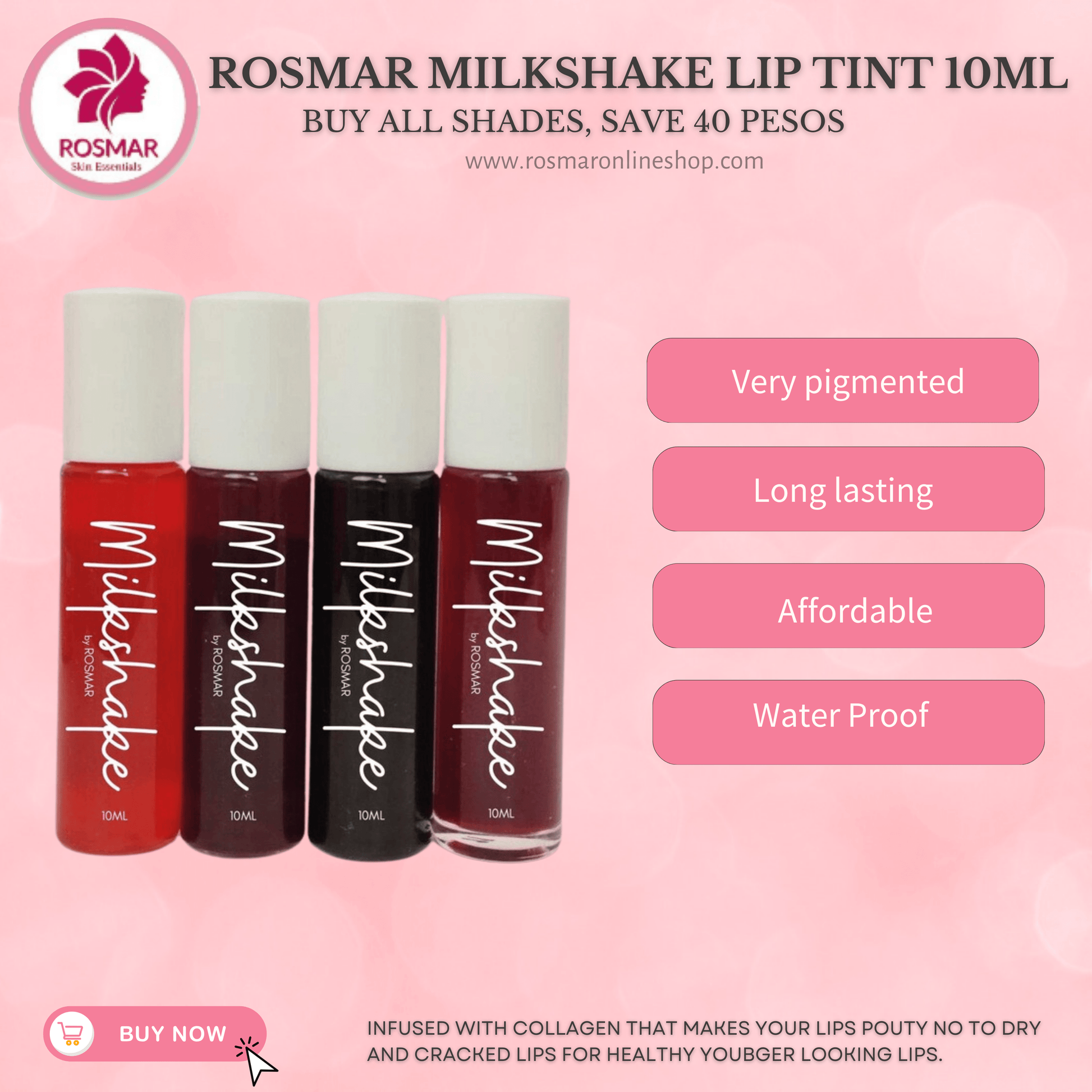 Rosmar Milkshake Lip and Cheek Tint 10ml Rosmar Online Shop BUY 4 SHADES (SAVE 40 PESOS)