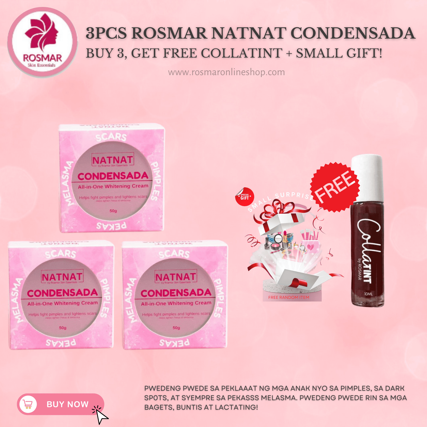 Rosmar NATNAT Condensada Melasma All-in-One Whitening Cream 50g Rosmar Online Shop BUY 3 + 1 FREE COLLATINT + + GET 1 FREE GIFT