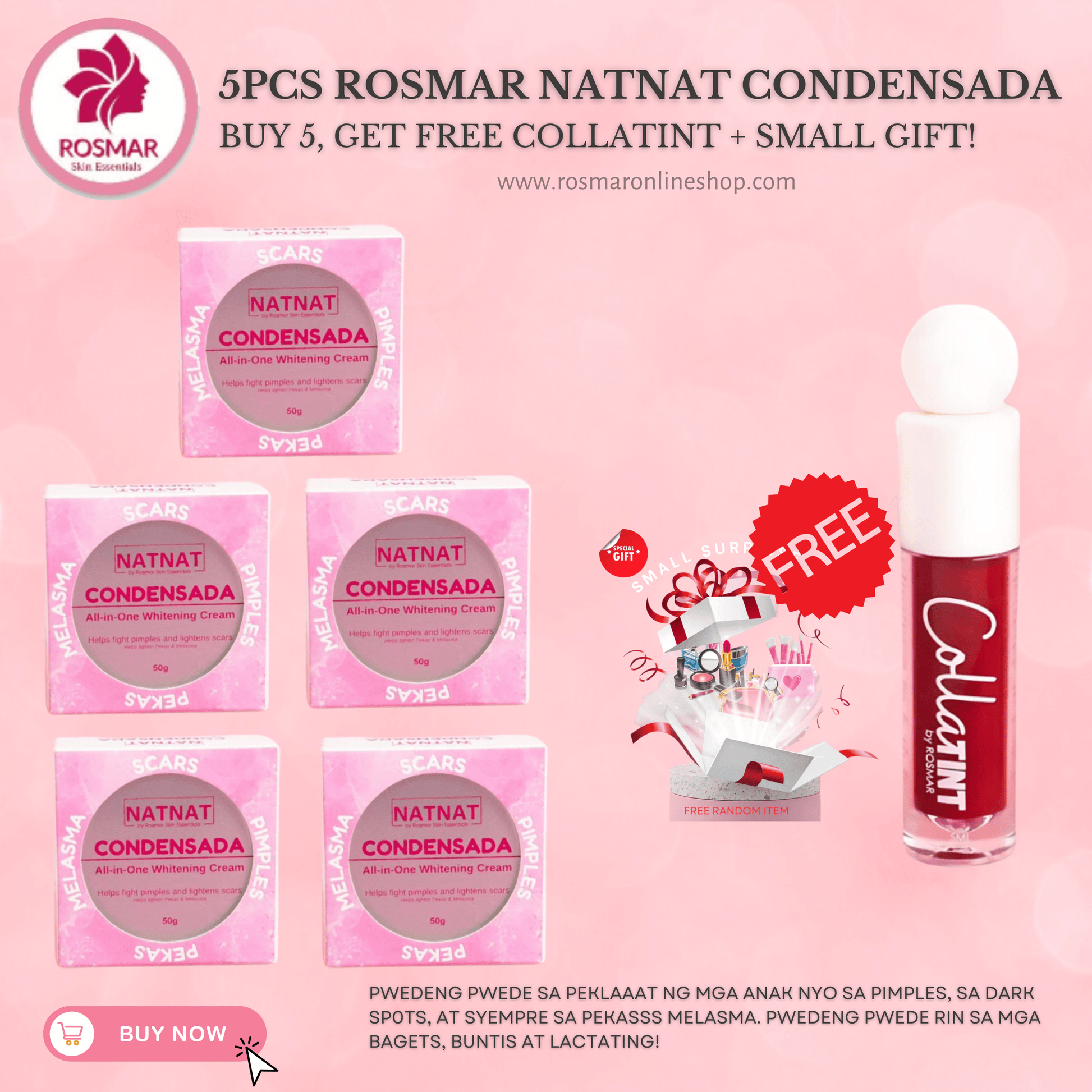 Rosmar NATNAT Condensada Melasma All-in-One Whitening Cream 50g Rosmar Online Shop BUY 5 + FREE COLLATINT + GET 1 FREE GIFT