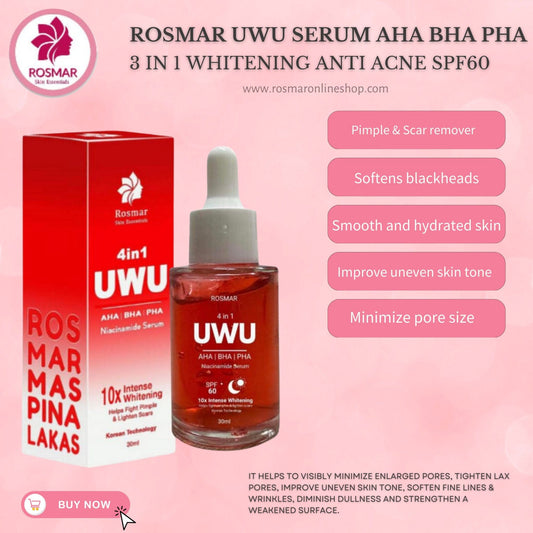 ROSMAR New 4in1 UWU NIACINAMIDE SERUM | AHA BHA & PHA | 30ml Rosmar Online Shop