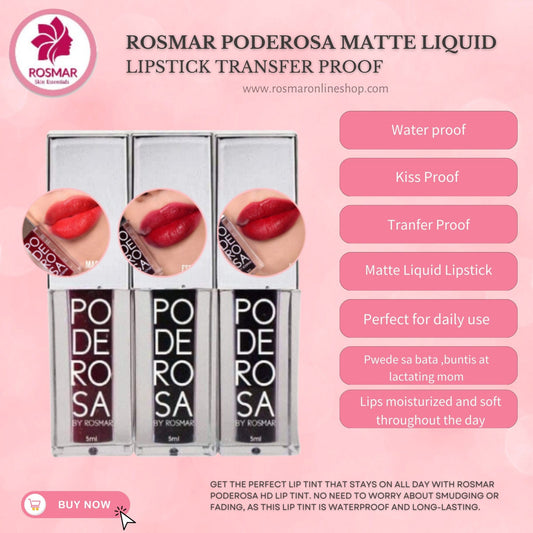 Rosmar PODEROSA Matte Liquid Lipstick Transfer Proof Rosmar Online Shop