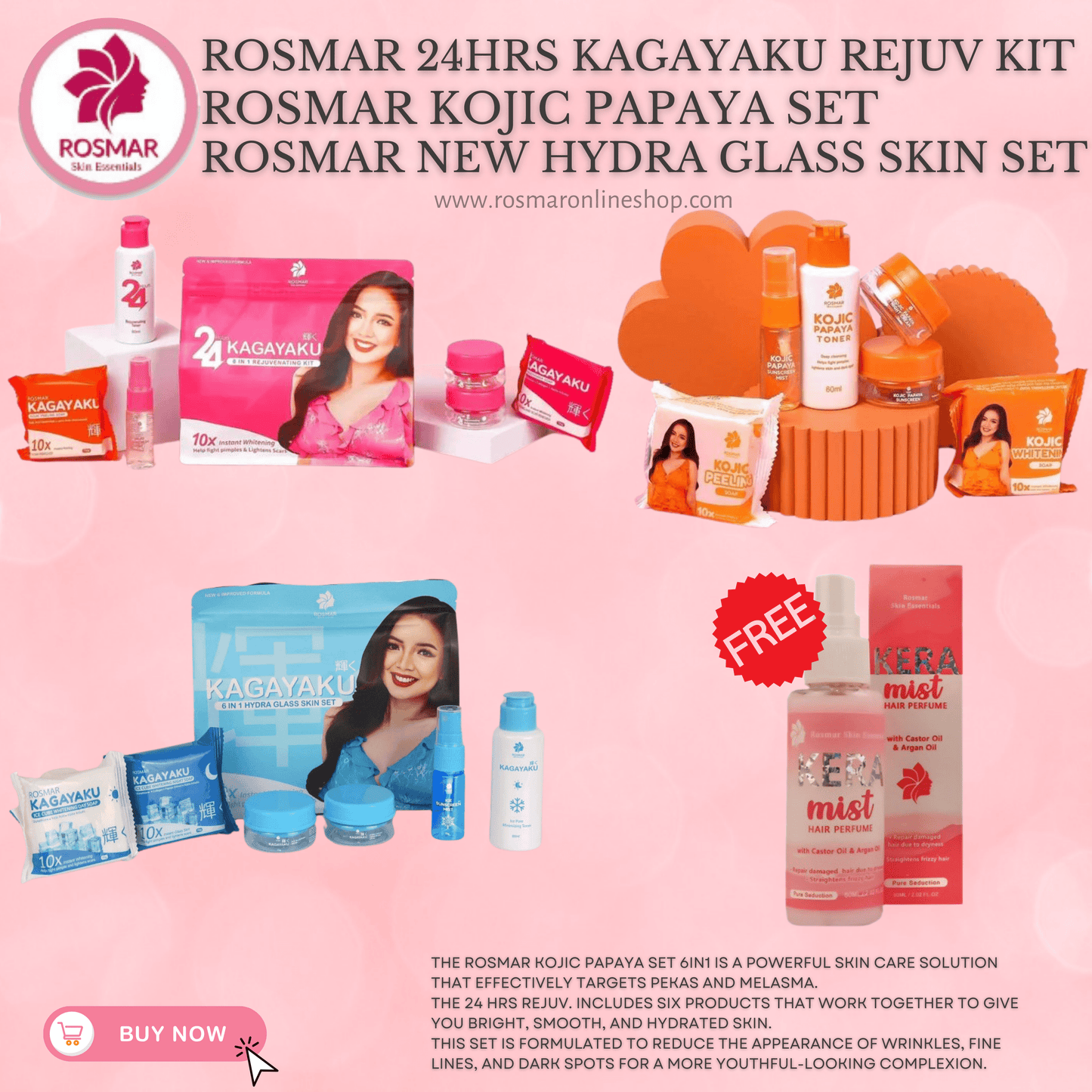 Rosmar REJUV - 24hrs Kagayaku Rejuvenating kit in 6in1 Pack Skincare Skin Repair Anti Aging Set Rosmar Online Shop 1 SET