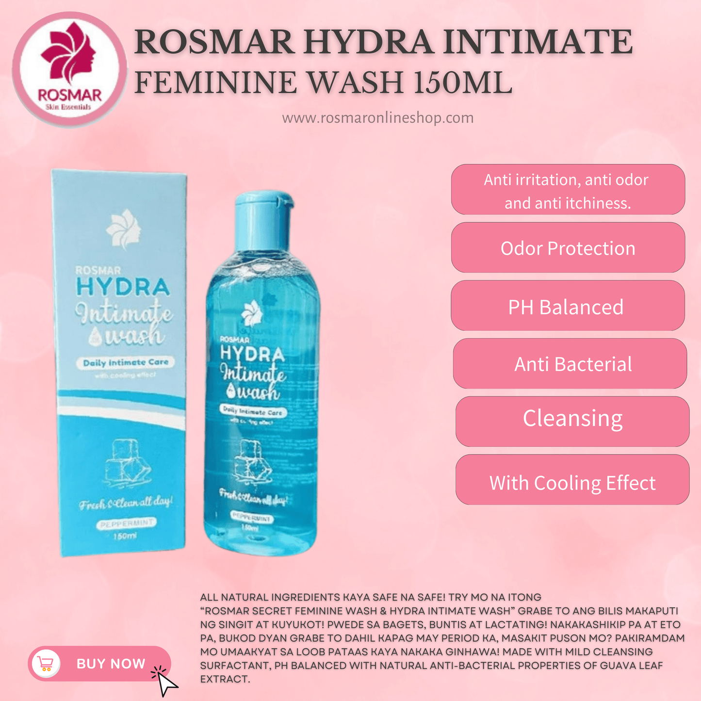 Rosmar Whitening Feminine Wash & Rosmar Hydra Intimate Wash 150ml Rosmar Online Shop HYDRA FEMININE WASH