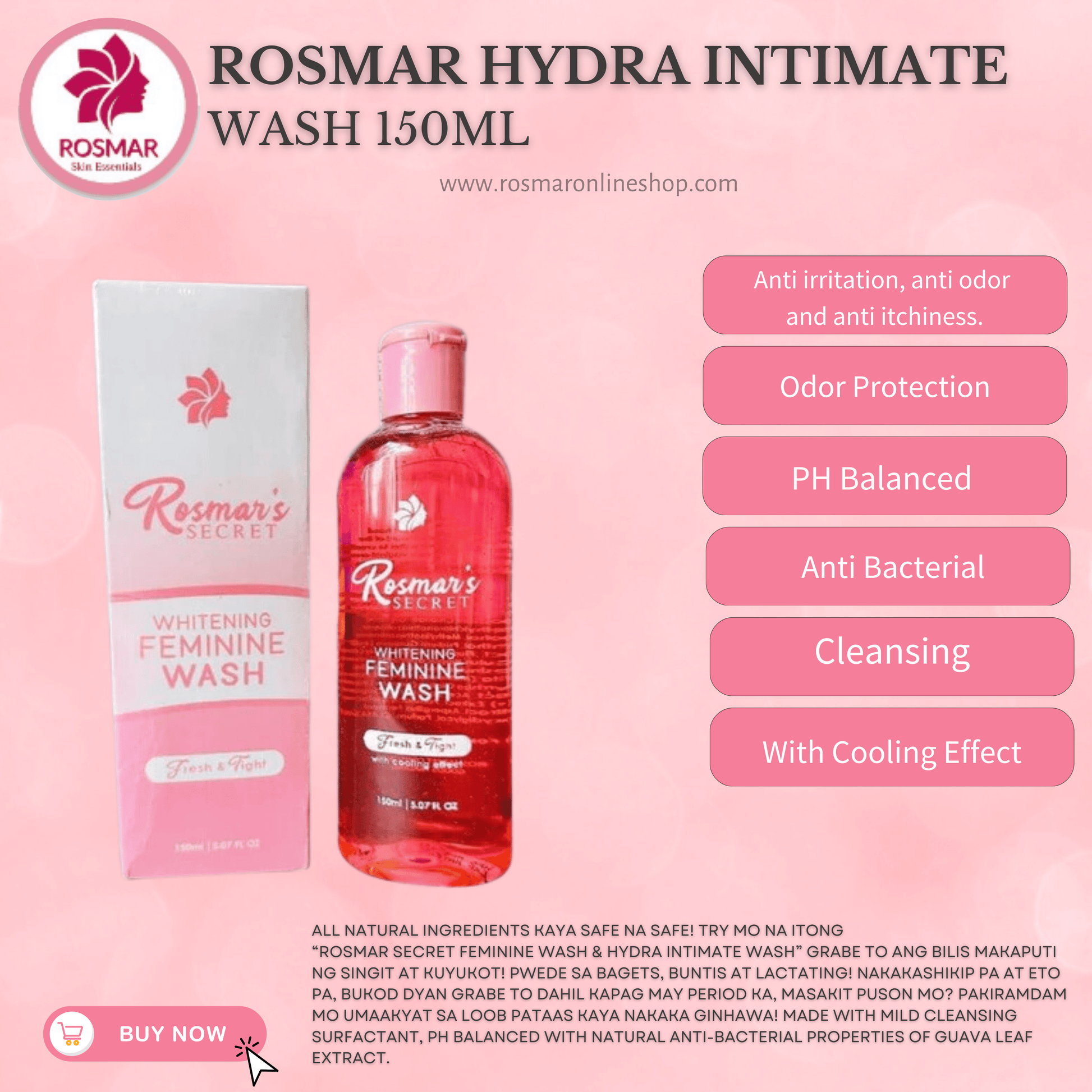 Rosmar Whitening Feminine Wash & Rosmar Hydra Intimate Wash 150ml Rosmar Online Shop SECRET FEMINIE WASH